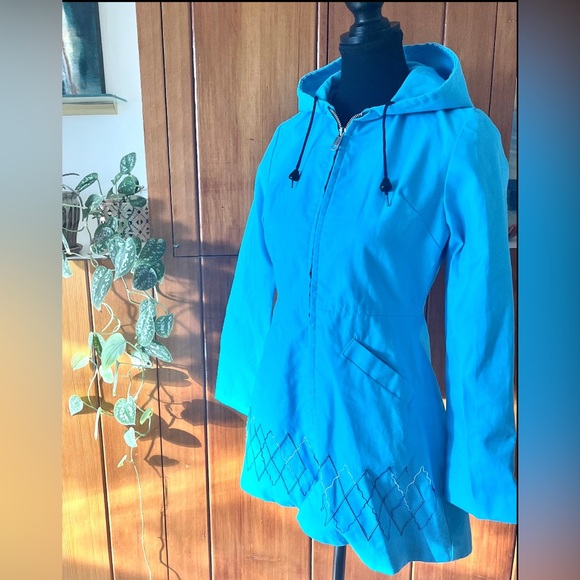 Vintage 1960's/70's Teal Blue Embroidered Jacket, Extra Small/Small - Picture 2 of 8